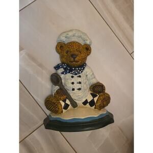 Vintage Cast Iron Teddy Bear Door Stopper Wright Studios Door Stop 10.5"